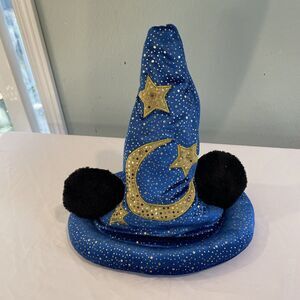 Disneyland Resort Mickey Mouse Blue Fantasia Sorcerer's Wizard Hat, Sequin Gold